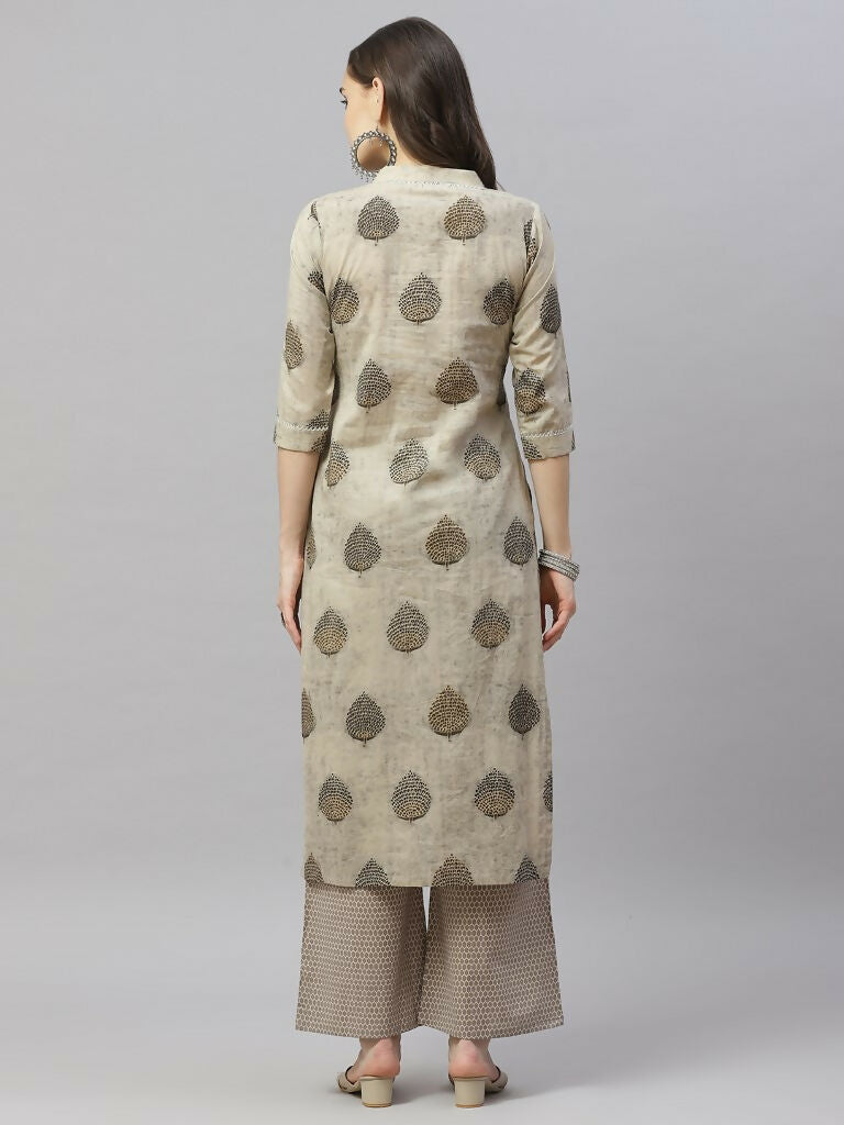 Miravan Women's Pure Cotton Printed Straight Kurta And Palazzo | Grocsy