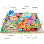 Nesta Toys Wooden Train Set with Building Blocks, Montessori Toys, City Building Toy, Cars & Vehicle Toys for Kids | Grocsy