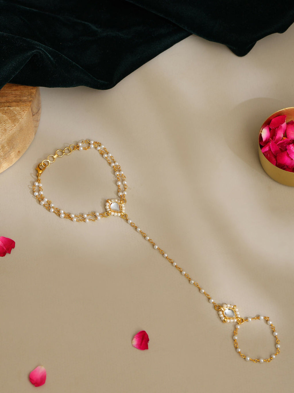 Ruby Raang Gold Kundan Haath Phool | Grocsy