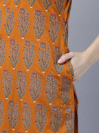Myshka Stylish Mustard Sleeveless Women's Kurta | Grocsy