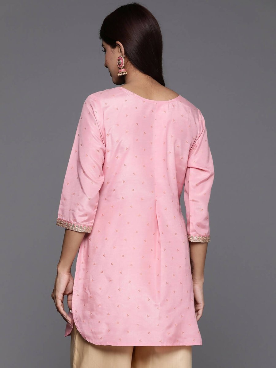 Ahalyaa Pink Printed Tunic - Pink Color | Grocsy