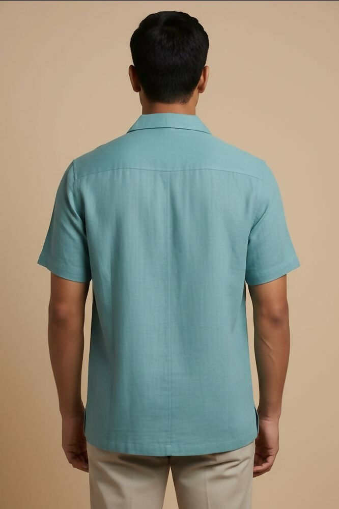 Seaform — Sea Green Linen Shirt by Hilo Design | Grocsy