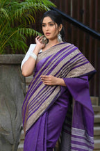 Beatitude Violet Cotton Handloom Saree | Grocsy
