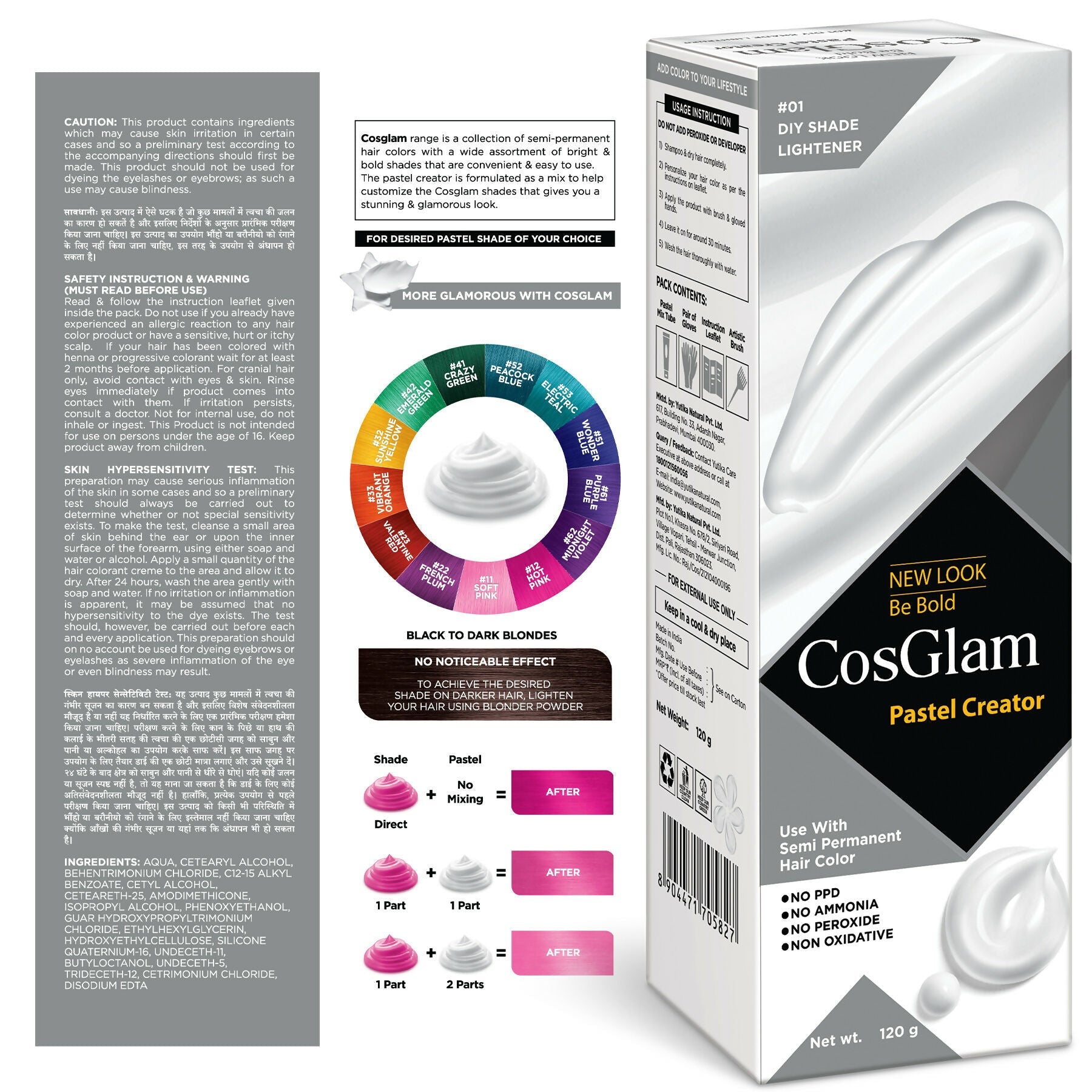 Cosglam Semi Permanent Hair Color for Women & Men-Pastel Creator | Grocsy