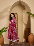 Joban Fashion Printed Pink Pure Cotton Kurta Set | Grocsy