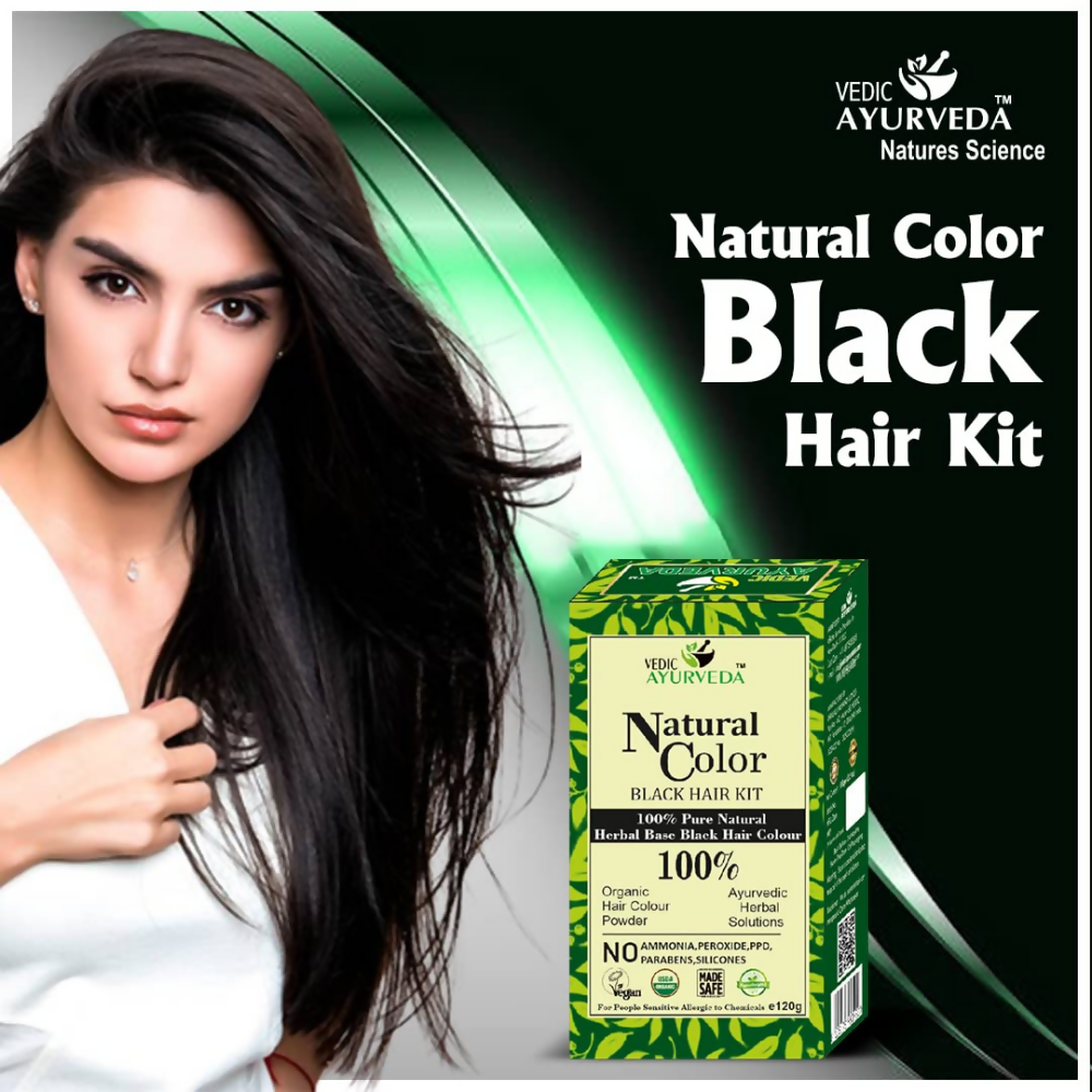 VedicAyurveda Natural Color Black Hair Kit | Grocsy