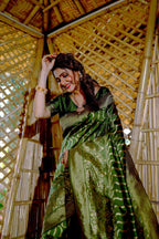 Partywear Designer Mendi Banarasi Silk Fancy Saree - Starwalk | Grocsy
