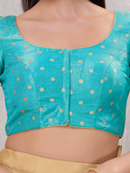 Joban Fashion Women Silk Light-Blue Stitched Blouse | Grocsy