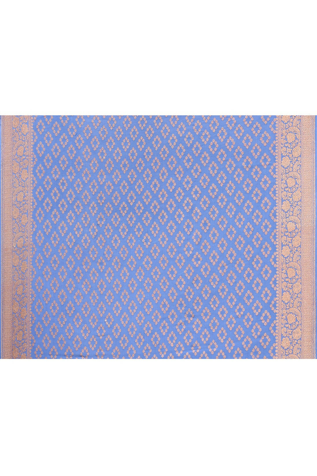 Joban Fashion Dusty Blue Crepe Chiffon Pure Handloom Banarasi Silk Saree | Grocsy