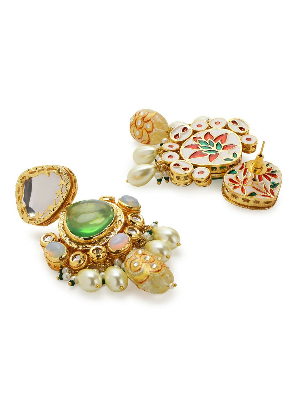 Green Maharani Kundan Neckpiece with Earrings and Maang Tikka- Ruby Raang | Grocsy