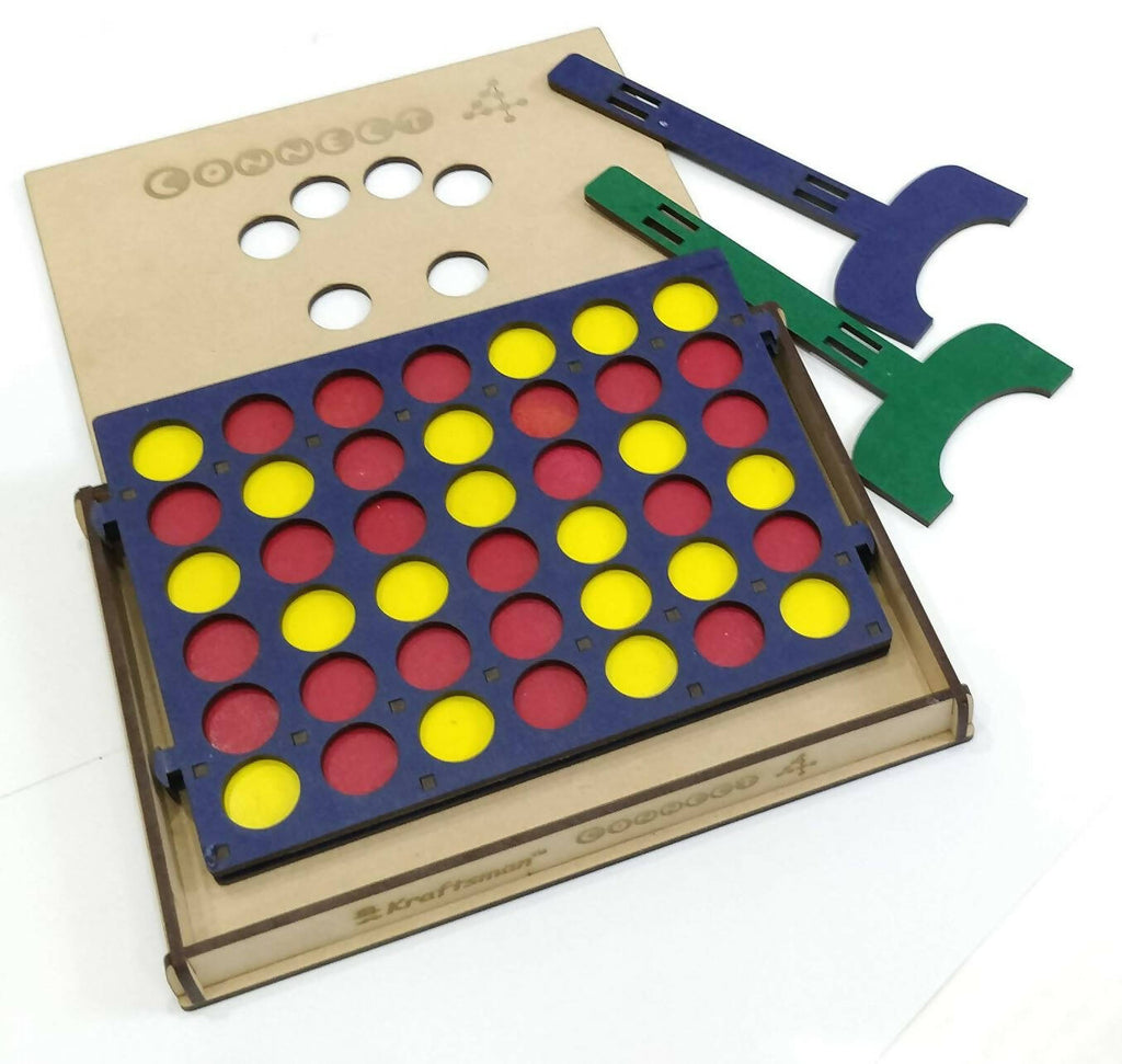 Kraftsman Get-4 In A Row Or Get-In-Line Wooden Game Of Strategy Game | Grocsy