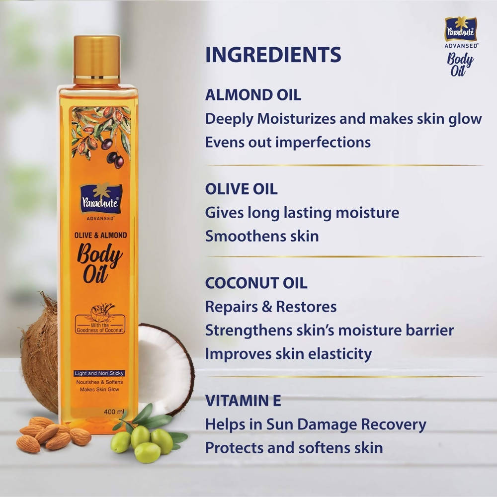Parachute Advansed Olive & Almond Body Oil | Grocsy