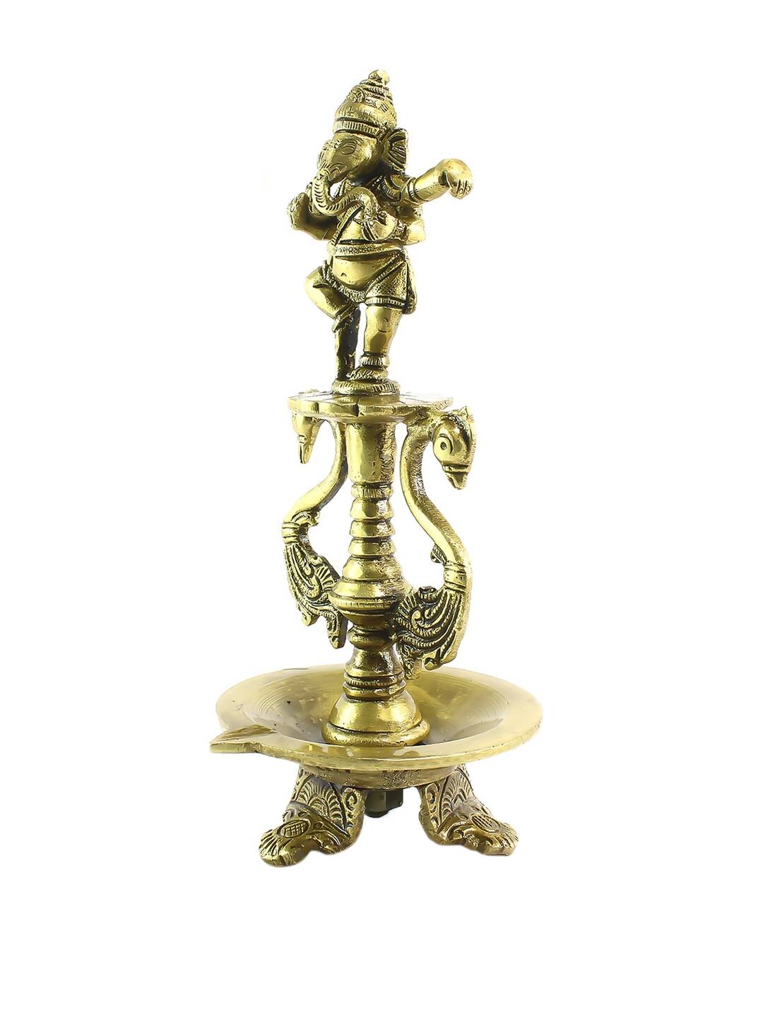 eCraftIndia Antique Gold-Toned Lord Ganesha Decorative Diya Showpiece | Grocsy