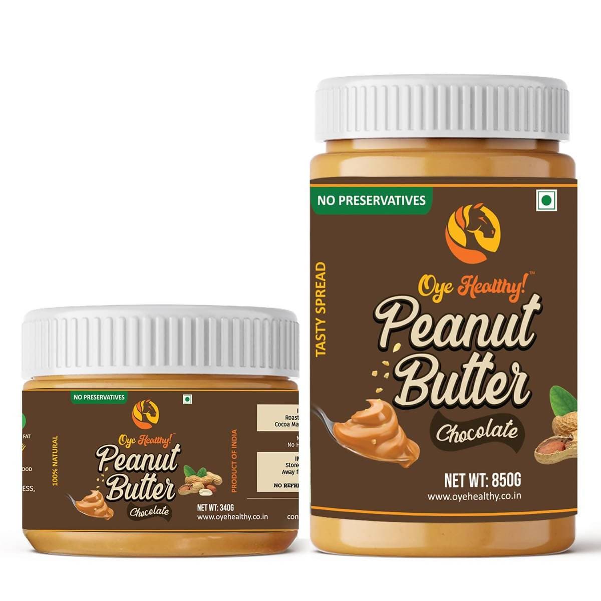 Oye Healthy Peanut Butter Natural Chocolate - Combo Pack of 2 (850gm+340gm) | Grocsy