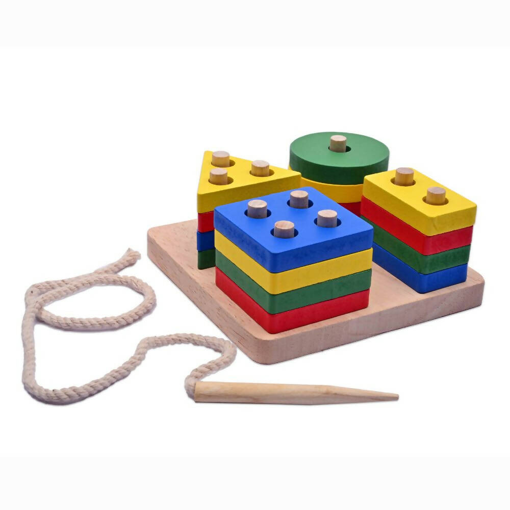 Nesta Toys Shape Sorter | Stacker | Lacing Toy - Multicolor | Grocsy