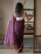 Suta Purple Floral Pure Cotton Saree | Grocsy