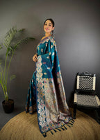 Joban Fashion Meenakari Royal Blue Woven Soft Silk Saree | Grocsy