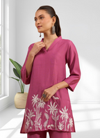 Joban Fashion Pink Silk Embroidered Readymade Cord Set | Grocsy