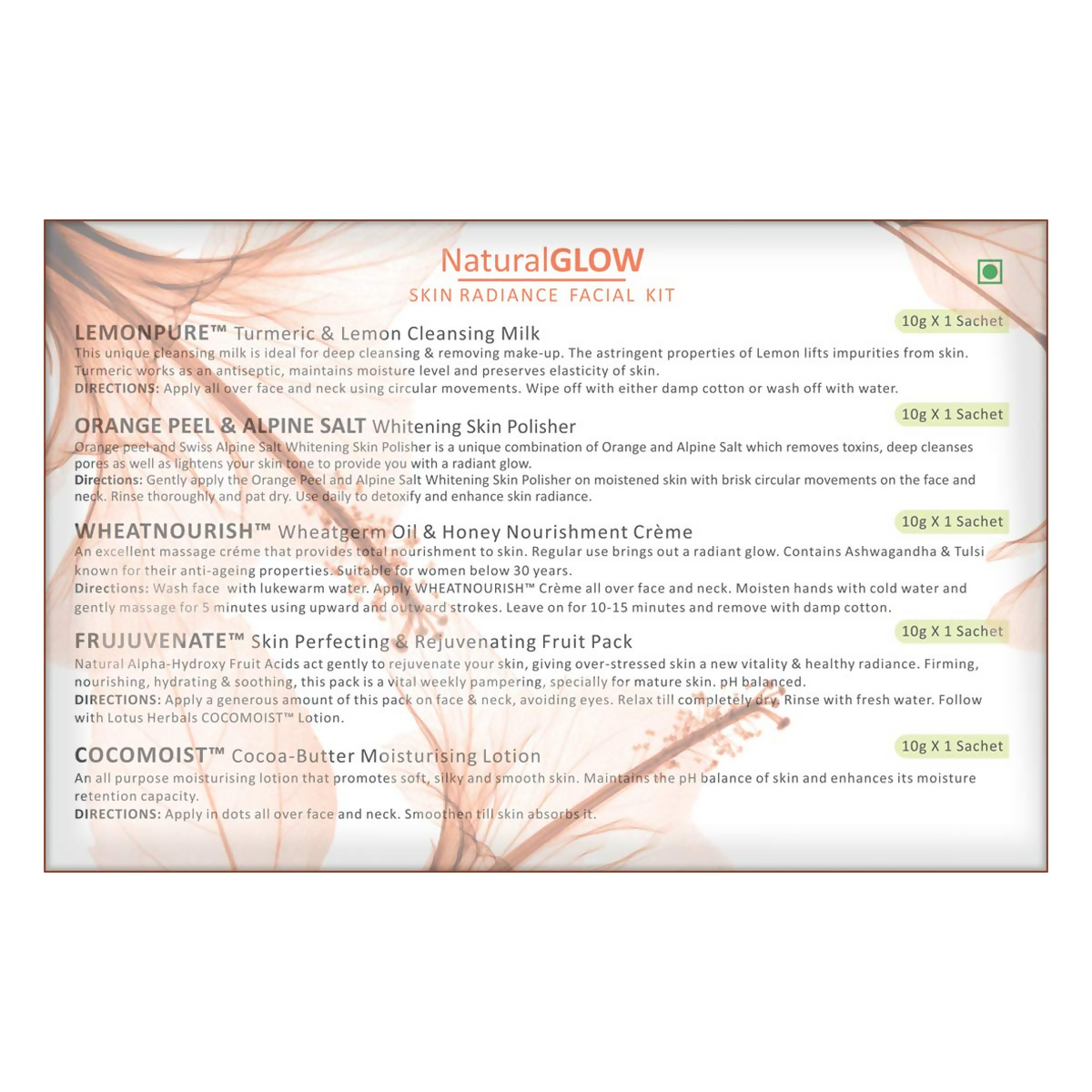 Lotus Herbals Natural Skin Glow Radiance Facial Kit | Grocsy