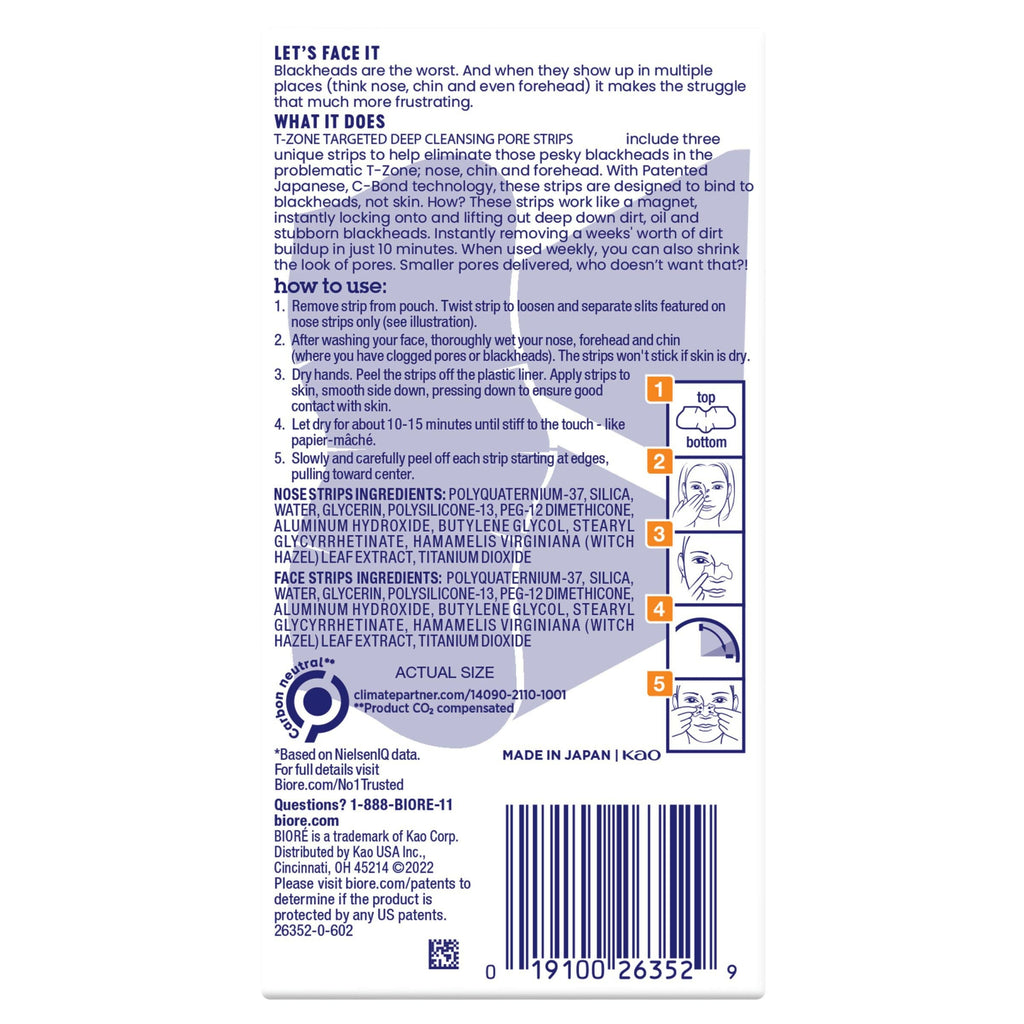 Biore Blackhead Eliminating Targeted Pore Strips | Grocsy