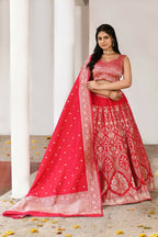 Joban Fashion Fuchsia Soft Pure Handloom Banarasi Silk Lehenga | Grocsy