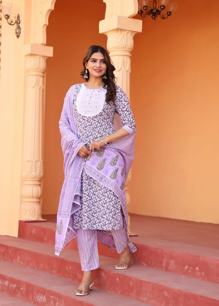 Alvano Printed Straight Kurti with Pant and Dupatta Set for Womens's and Girls Rayon | Grocsy