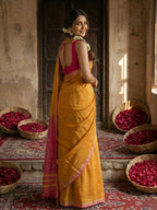 Shree Shyam Fashion Gold Cotton Saree | Grocsy