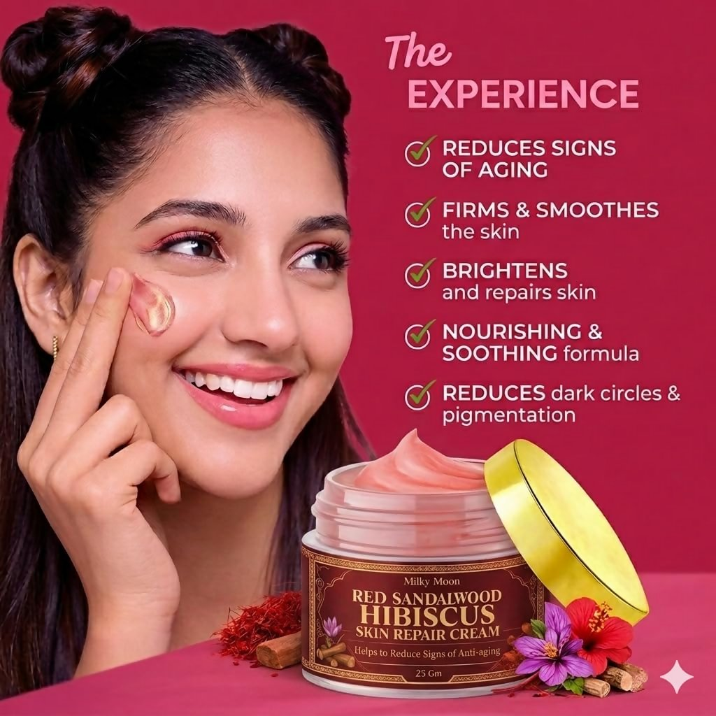 Milky Moon Red Sandalwood & Hibiscus Face Cream For Anti-Aging & Wrinkles | Grocsy