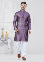 Joban Fashion Men's Jacquard Silk Purple Printed Kurta Pyjama set | Grocsy