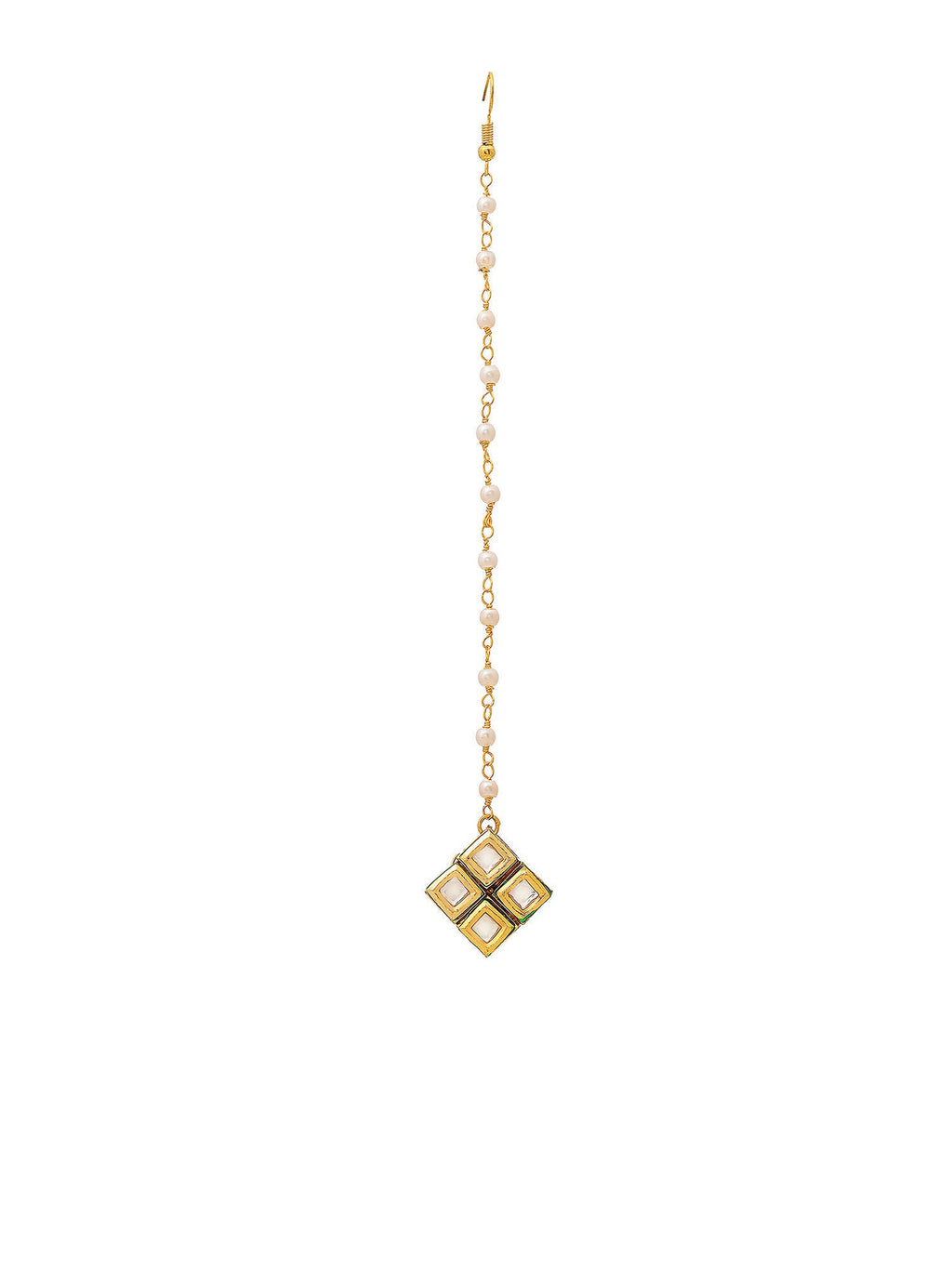 Ruby Raang Gold Square Kundan Maang Tikka | Grocsy