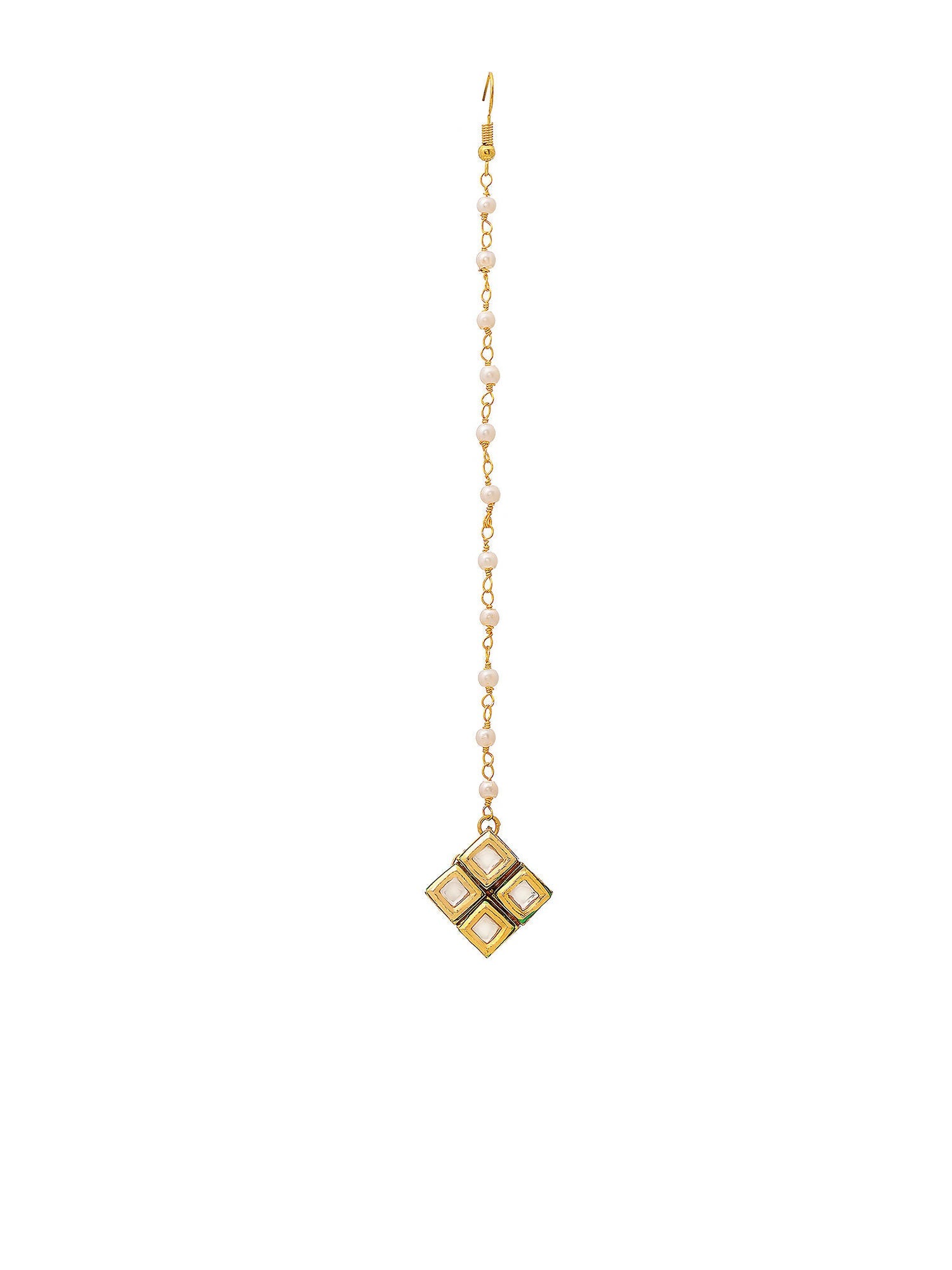 Ruby Raang Gold Square Kundan Maang Tikka | Grocsy