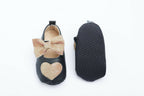 Tiny Bugs Girls Heart Bow Detailing Booties - Black & Gold | Grocsy