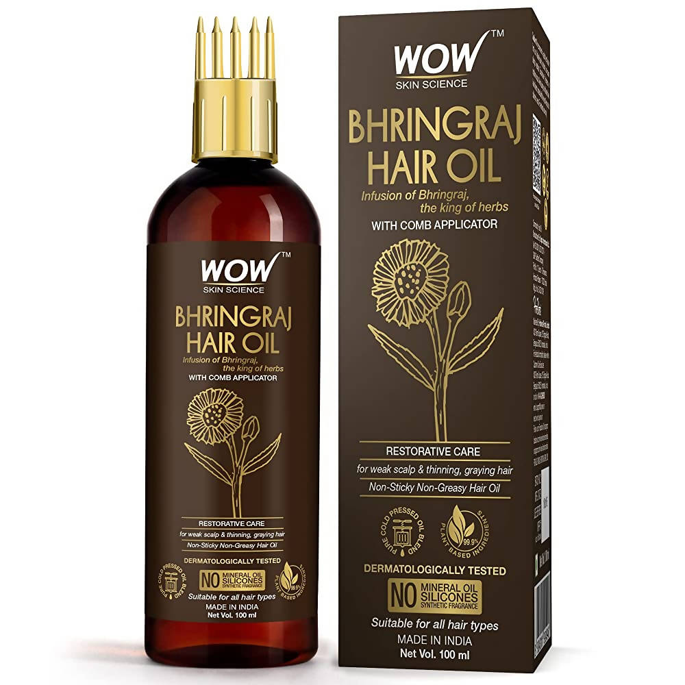 Wow Skin Science Bhringraj Hair Oil With Comb Applicator | Grocsy