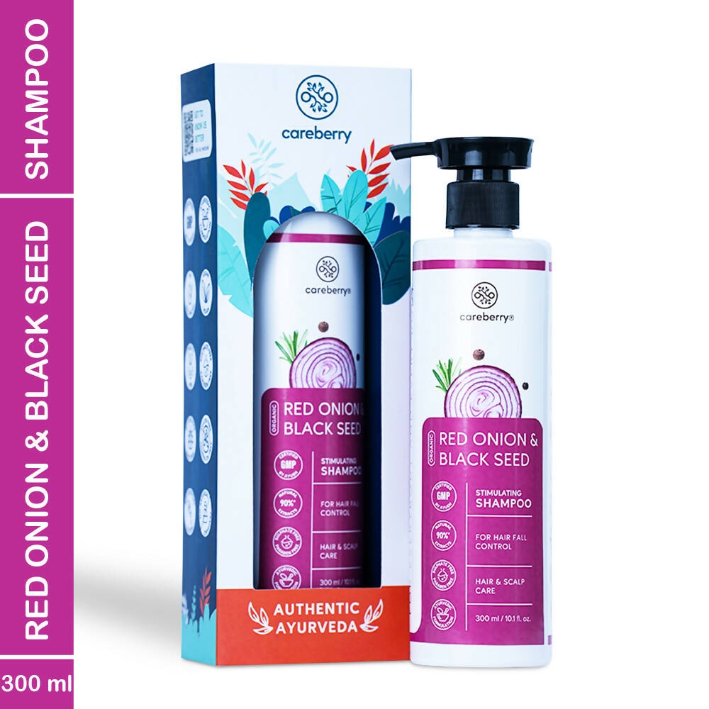 Careberry Organic Red Onion & Black Seed Stimulating Shampoo For Anti Hair Fall | Grocsy