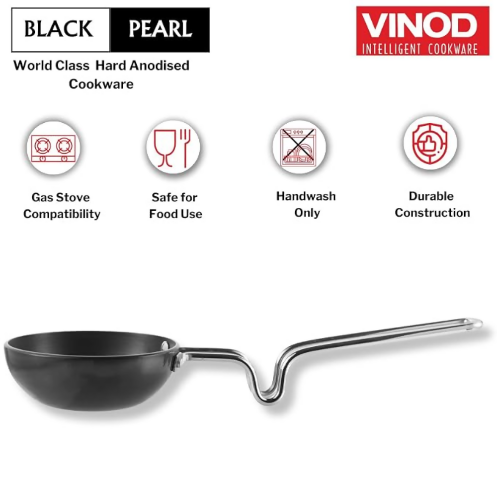 Vinod Black Pearl Hard Anodised Tadka Pan - Jumbo | Grocsy