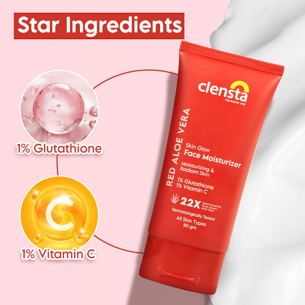 Clensta Red Aloe Vera Skin Glow Face Moisturizer | Grocsy