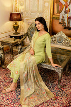 The52 Lemons Women's Beautiful Viscose Shimmer Fabric Embroidered Work Straight Kurta Pant and Dupatta Set | Grocsy