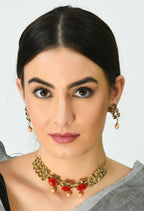 Mominos Fashion Johar Kamal Gold-Polished Brass Finish Stone/Pearls Choker For Women (Golden) | Grocsy