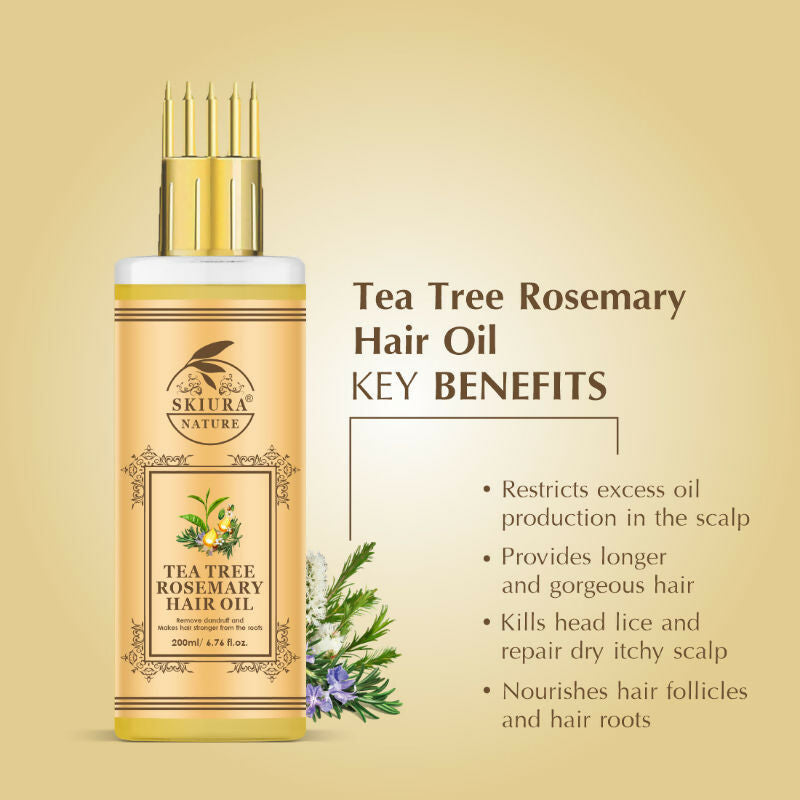 Skiura Nature Tea Tree Rosemary Hair Oil For Strong Healthy Hair And Dandruff Free | Grocsy