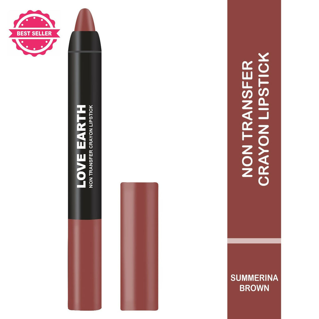Love Earth Lip Crayon Non-Transfer Lipstick - Summerina Brown | Grocsy