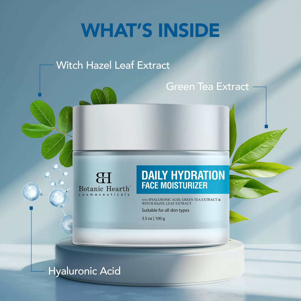 Botanic Hearth Daily Hydration Moisturizer for Face with Hyaluronic Acid & Green Tea Extract | Grocsy