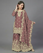 Teeya Creation Womens New Trendy Pure Gmy Silk With Heavy Embroidery Sequence Work Kurta Set | Grocsy