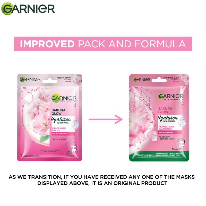 Garnier Skin Naturals Sakura Glow Hyaluron Serum Mask | Grocsy