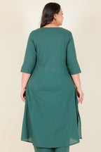 Aramya Green Soft Cotton Solid A-line Kurta for Women | Grocsy
