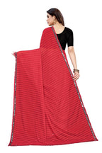Vamika Red Malai Silk Printed Saree (Zigzag Red) | Grocsy