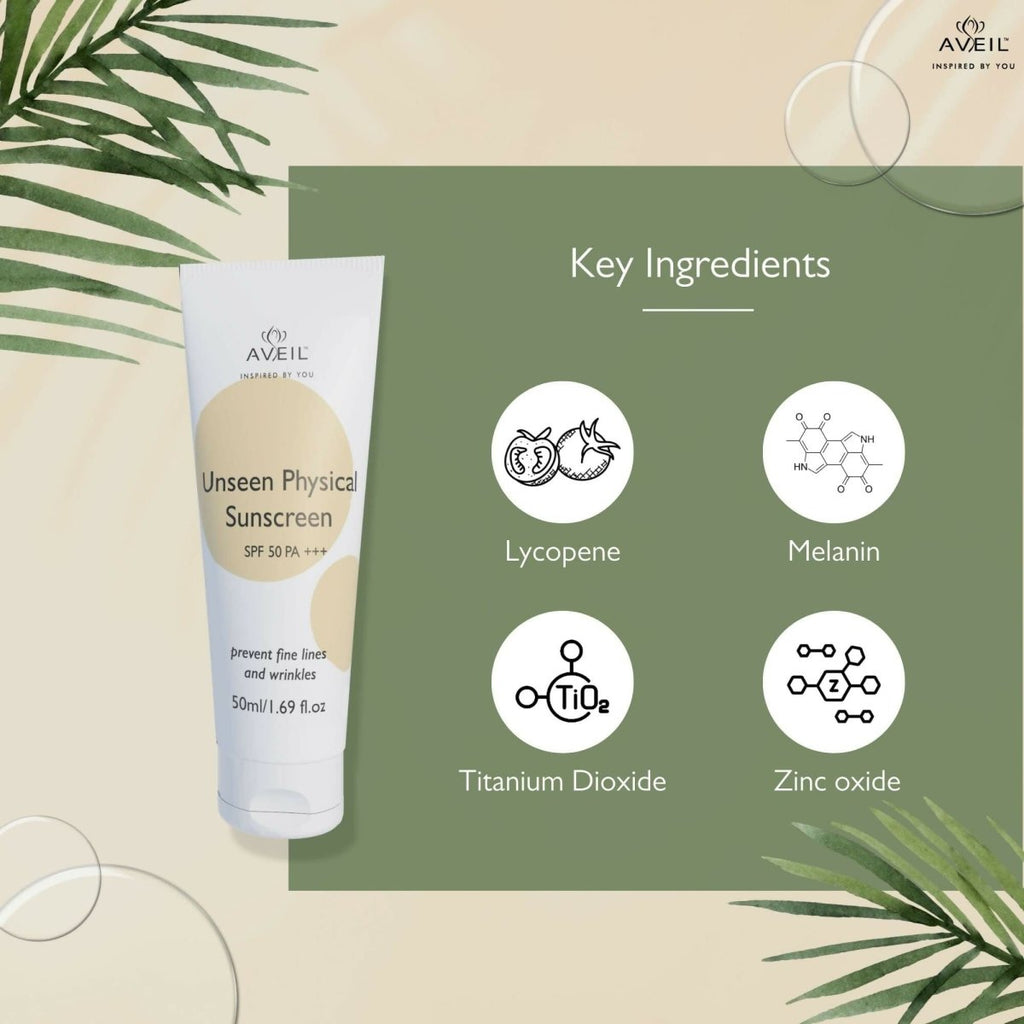 Aveil Unseen Physical Sunscreen SPF 50 PA +++ | Grocsy