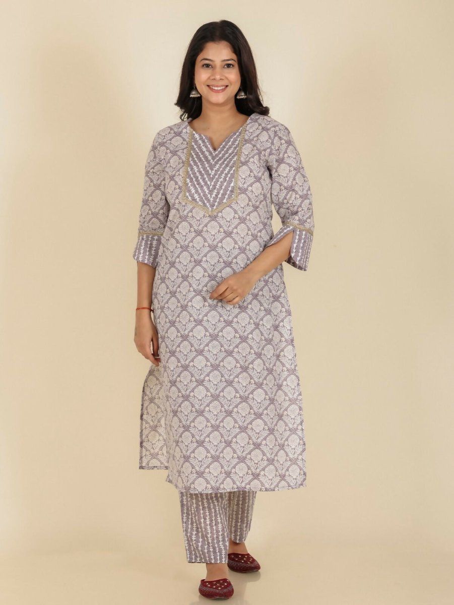 Aramya Straight Soft Cotton Floral Print Women's Kurta - Beige | Grocsy