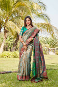 Vastranavya Boutique Collection Kanjivaram Soft Silk Saree With Unstitched Blouse - Brown | Grocsy