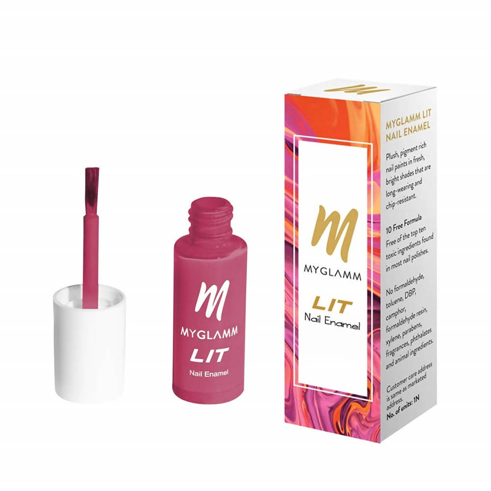 MYGLAMM LIT Nail Enamel - Fling - Fuchsia Shade (7 Ml) | Grocsy