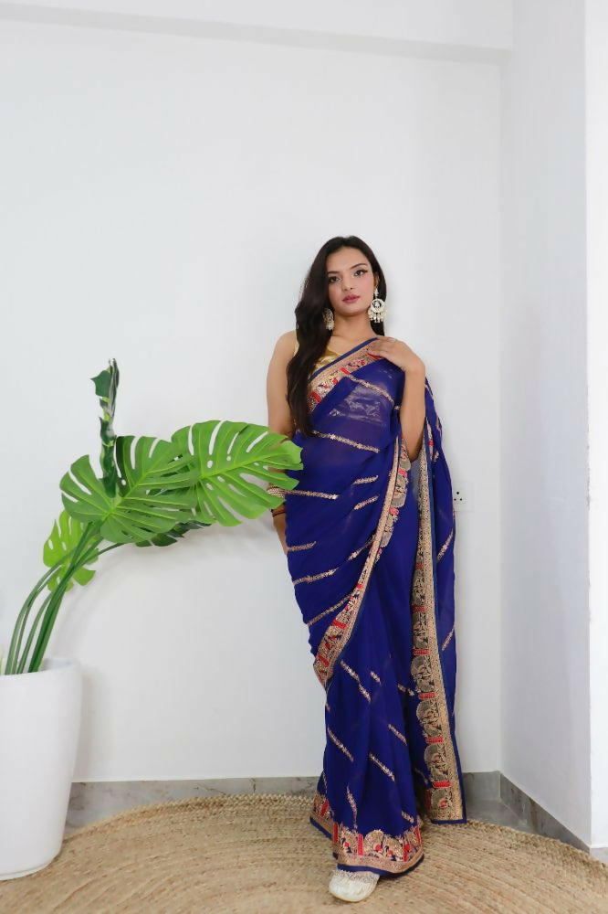 Vamsee Aaradhna Purple Georgette Saree | Grocsy